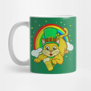 St Patricks Day Irish Leprechaun Cat Beer Funny Humor Mug